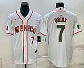 Men's Mexico Baseball #7 Julio Urias Number 2023 White Blue World Baseball Classic Stitched Jersey1,baseball caps,new era cap wholesale,wholesale hats